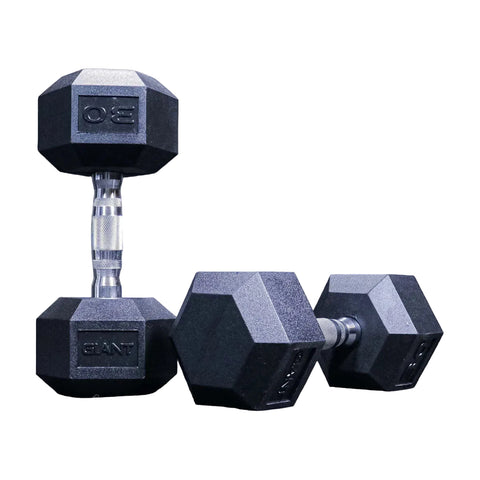 GIANT Rubber Hex Dumbbell Pairs - Ergonomic