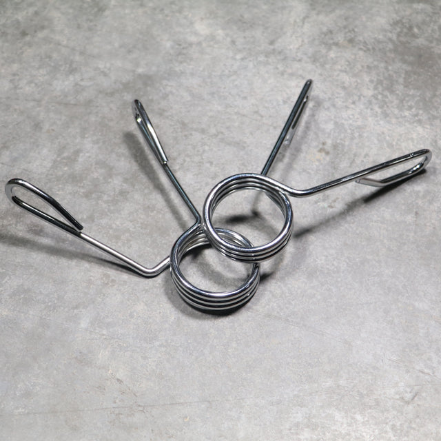 Pair of Giant Lifting Spring Collars for securing barbell weight plates