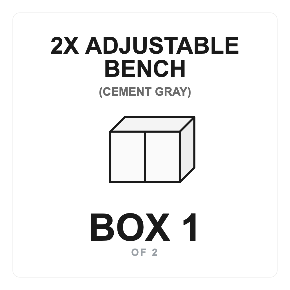 2X Adjustable Bench Cement Gray Box 1 label