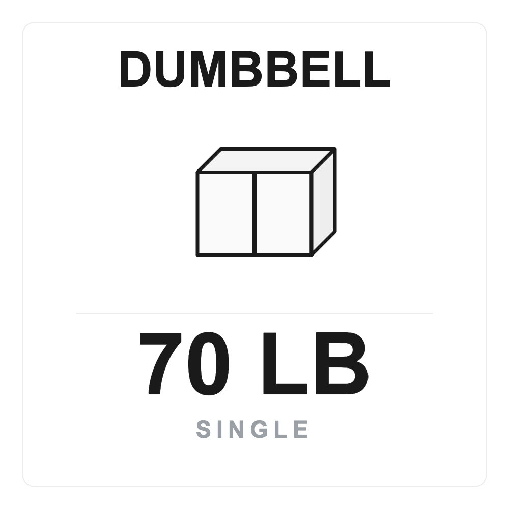 Straight Dumbbell 70 LB Single box label