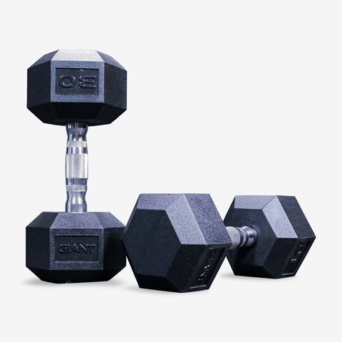 GIANT Rubber Hex Dumbbell Pairs - Ergonomic