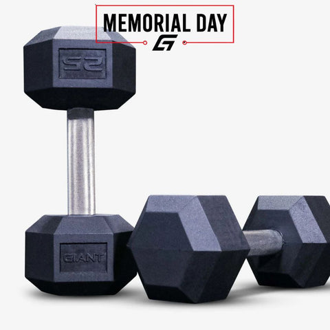 GIANT Rubber Hex Dumbbell Pairs - Straight
