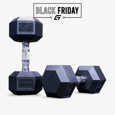 GIANT Rubber Hex Dumbbell Pairs - Ergonomic