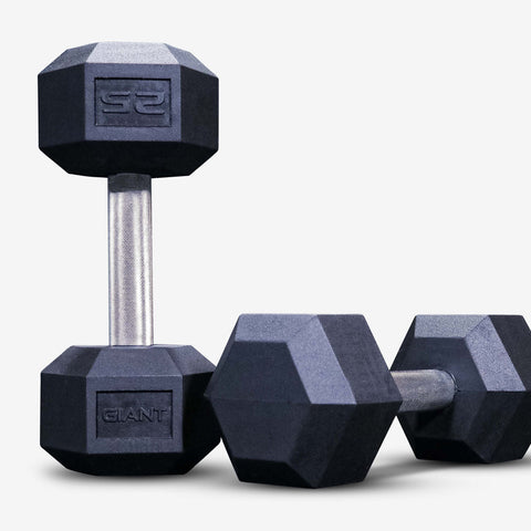 GIANT Rubber Hex Dumbbell Pairs - Straight