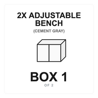 2X Adjustable Bench Cement Gray Box 1 label