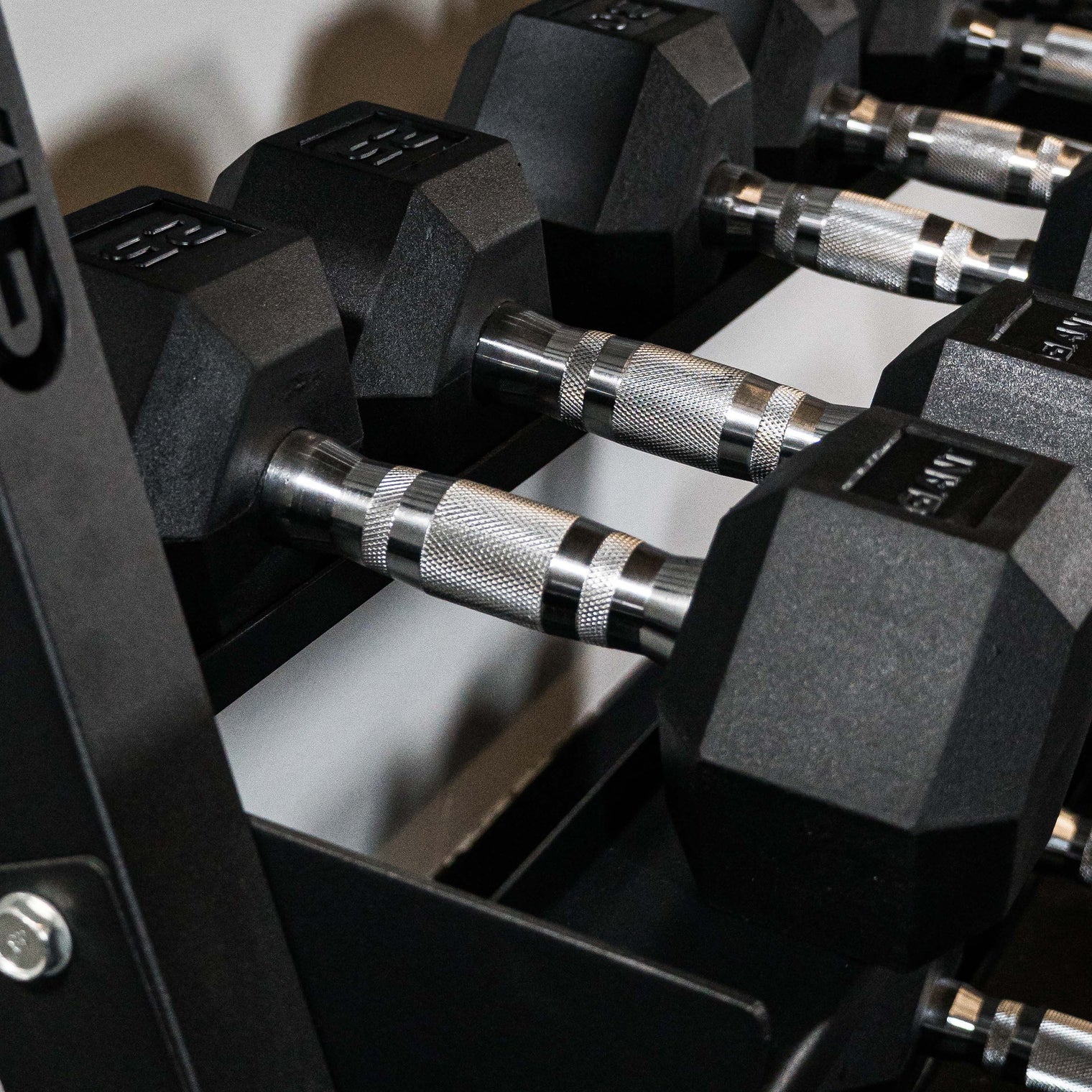 Rubber Hex Dumbbell Sets - Ergonomic